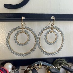 Gray/Gold Double Hoop Earrings
